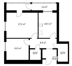 2-к квартира, на длительный срок, 54м2, 14/17 этаж
