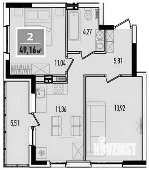 2-к квартира, на длительный срок, 50м2, 13/17 этаж
