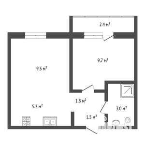 1-к квартира, на длительный срок, 33м2, 7/9 этаж
