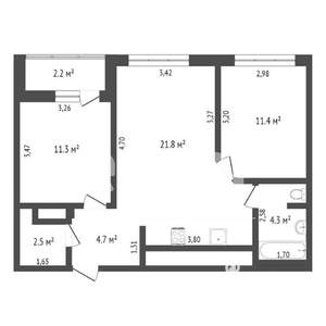 2-к квартира, на длительный срок, 58м2, 17/17 этаж