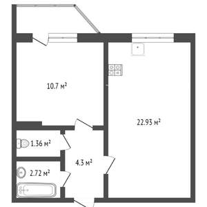 1-к квартира, на длительный срок, 41м2, 6/17 этаж