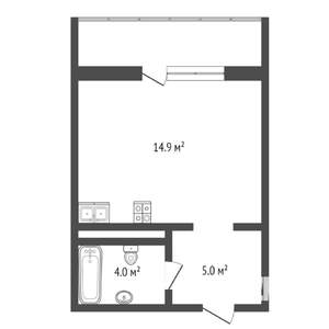 Студия квартира, на длительный срок, 26м2, 7/16 этаж