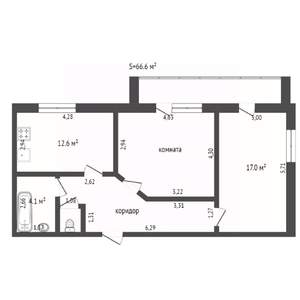 2-к квартира, на длительный срок, 67м2, 2/9 этаж