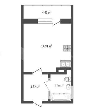 Студия квартира, на длительный срок, 23м2, 14/18 этаж