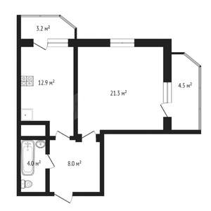1-к квартира, на длительный срок, 46м2, 6/15 этаж