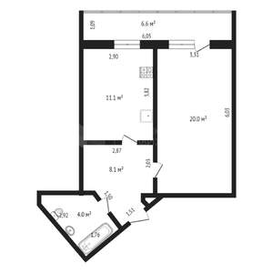 1-к квартира, на длительный срок, 43м2, 6/12 этаж