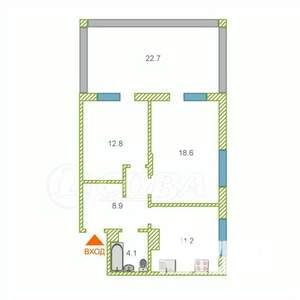 2-к квартира, на длительный срок, 55м2, 2/23 этаж