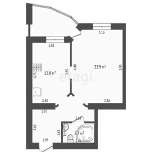 1-к квартира, на длительный срок, 51м2, 6/12 этаж