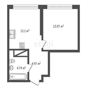 1-к квартира, на длительный срок, 35м2, 8/12 этаж