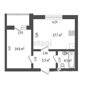 1-к квартира, на длительный срок, 39м2, 12/16 этаж