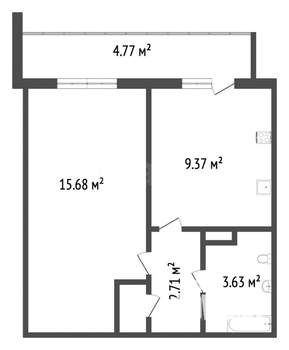 1-к квартира, на длительный срок, 32м2, 1/16 этаж