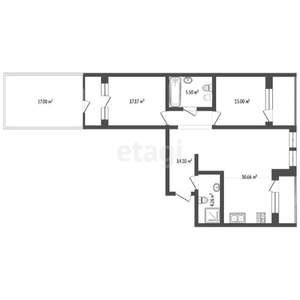 2-к квартира, на длительный срок, 60м2, 12/17 этаж