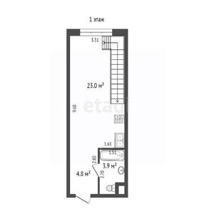 1-к квартира, на длительный срок, 51м2, 9/10 этаж