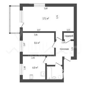 2-к квартира, на длительный срок, 42м2, 4/4 этаж