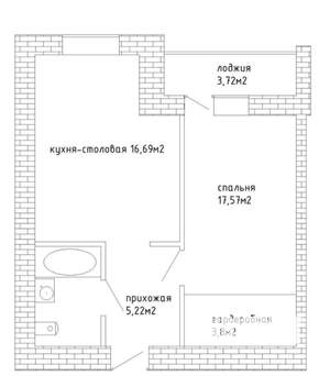 1-к квартира, на длительный срок, 45м2, 2/14 этаж