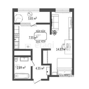 1-к квартира, на длительный срок, 49м2, 9/16 этаж