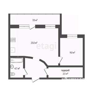 1-к квартира, на длительный срок, 52м2, 7/14 этаж