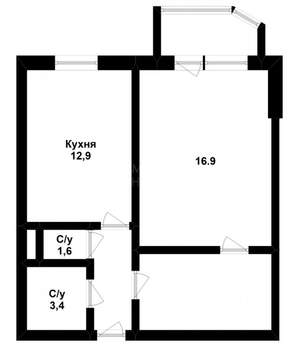 1-к квартира, на длительный срок, 44м2, 6/12 этаж