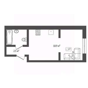 Студия квартира, на длительный срок, 31м2, 4/16 этаж