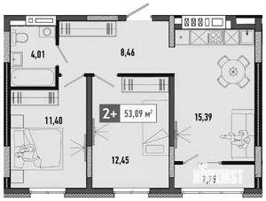 2-к квартира, на длительный срок, 54м2, 6/11 этаж