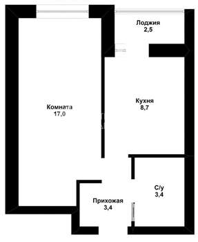 1-к квартира, на длительный срок, 32м2, 9/17 этаж