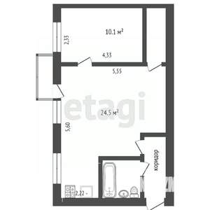 1-к квартира, на длительный срок, 42м2, 4/5 этаж