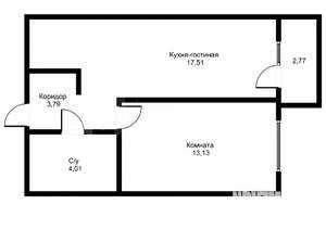 1-к квартира, на длительный срок, 37м2, 5/9 этаж