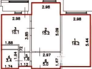 2-к квартира, на длительный срок, 51м2, 14/18 этаж
