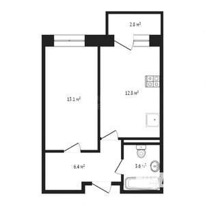 1-к квартира, на длительный срок, 34м2, 6/9 этаж