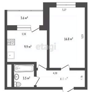 1-к квартира, на длительный срок, 40м2, 5/17 этаж