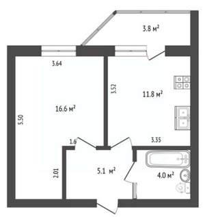 1-к квартира, на длительный срок, 38м2, 5/14 этаж