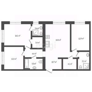 2-к квартира, на длительный срок, 66м2, 6/8 этаж