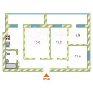 6-к квартира, на длительный срок, 68м2, 4/9 этаж