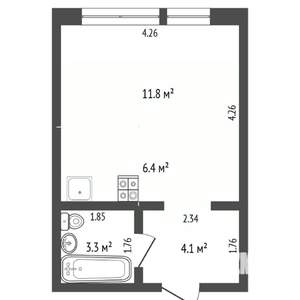 Студия квартира, на длительный срок, 25м2, 15/24 этаж
