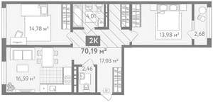2-к квартира, на длительный срок, 72м2, 10/10 этаж