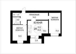 2-к квартира, на длительный срок, 66м2, 3/14 этаж