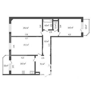 3-к квартира, на длительный срок, 90м2, 5/14 этаж
