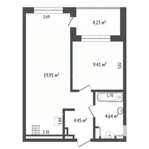 1-к квартира, на длительный срок, 40м2, 17/24 этаж