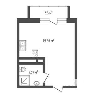 Студия квартира, на длительный срок, 24м2, 18/20 этаж