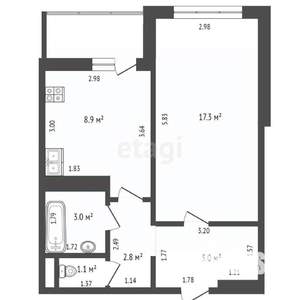 1-к квартира, на длительный срок, 38м2, 4/16 этаж