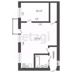 1-к квартира, на длительный срок, 42м2, 4/5 этаж