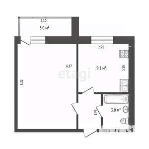 1-к квартира, вторичка, 33м2, 13/14 этаж
