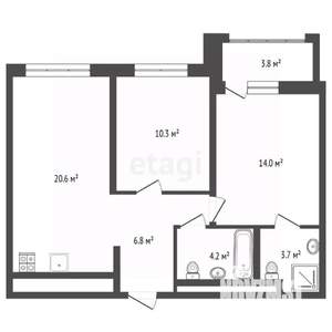 2-к квартира, вторичка, 64м2, 9/10 этаж