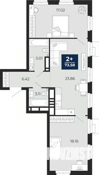 2-к квартира, вторичка, 74м2, 12/24 этаж