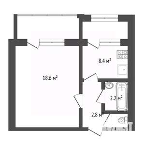 1-к квартира, вторичка, 30м2, 2/8 этаж