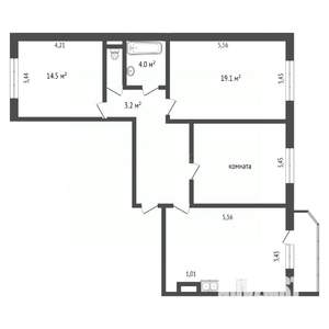 3-к квартира, вторичка, 90м2, 12/14 этаж