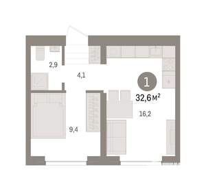 1-к квартира, вторичка, 33м2, 3/9 этаж