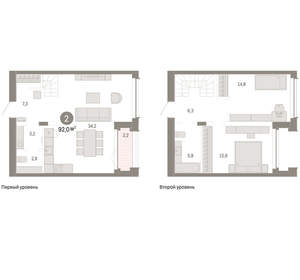 2-к квартира, вторичка, 92м2, 16/16 этаж
