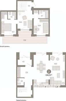 2-к квартира, вторичка, 133м2, 1/8 этаж