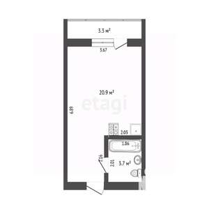 Студия квартира, вторичка, 25м2, 14/16 этаж